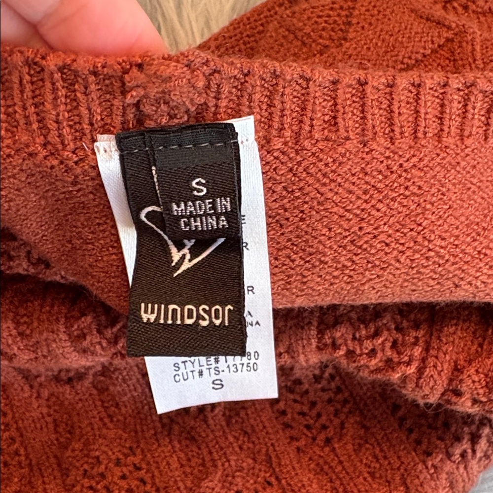 Windsor Terracotta Knit Crochet Halter Tank sz S - Picture 6 of 7